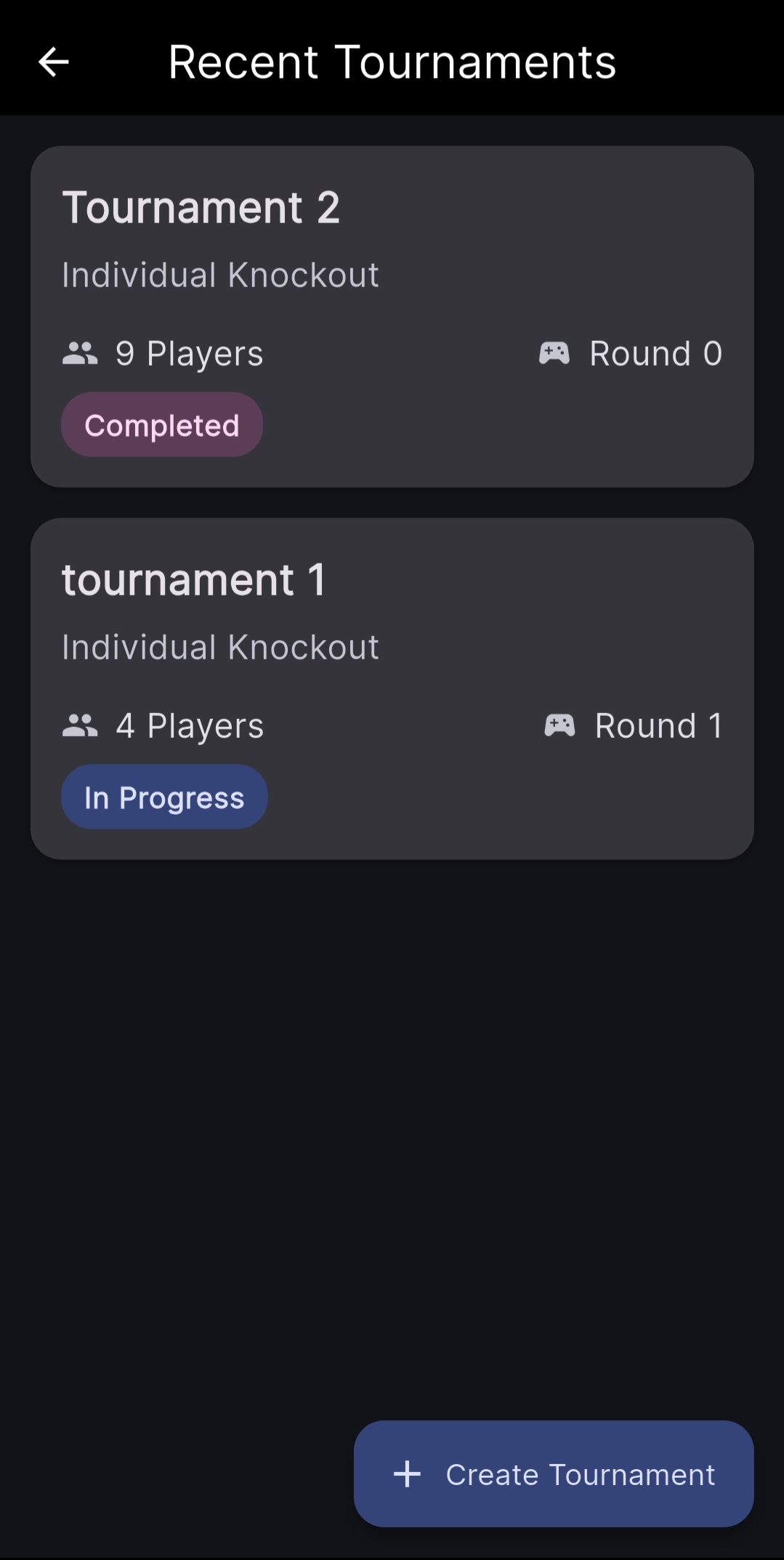 Active Tournaments List